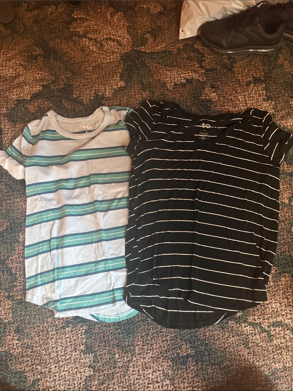 SO Striped Short Sleeve Tees - Light Blue/Teal & Black/White